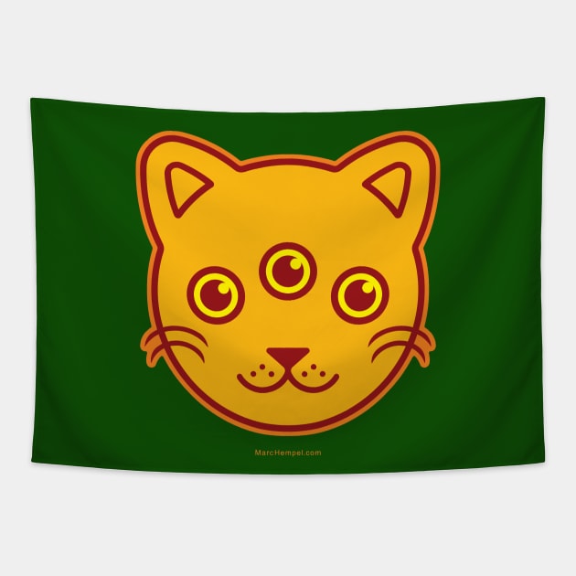 3-eyed Kitty (full color) Tapestry by marc_hempel