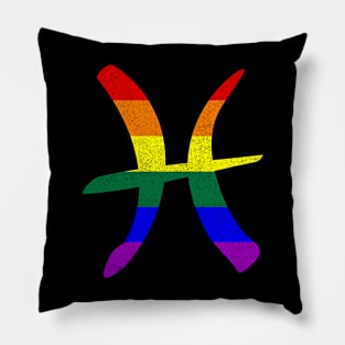 LGBT Gay Pride Flag Pisces Zodiac Sign Pillow