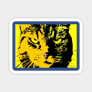 ANGRY CAT POP ART - ORANGE YELLOW BLACK Magnet
