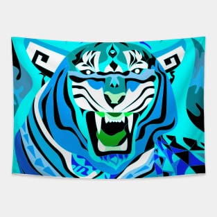 bengal tiger in ecopop art in zentangle of colors Tapestry