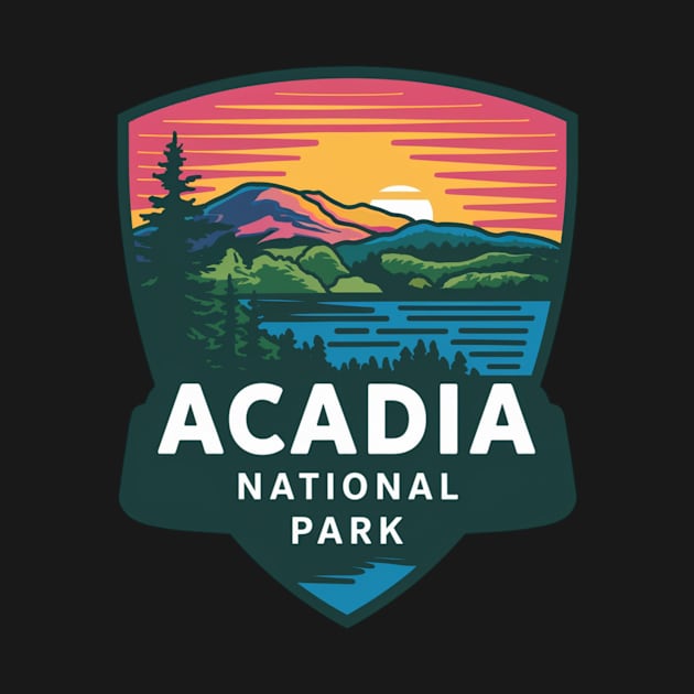 Acadia National Park Beautiful Nature Emblem by Perspektiva