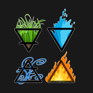 Symbols of the 4 Elements of Nature - Earth, Air, Water and Fire T-Shirt