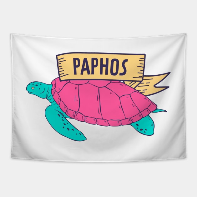 Paphos, Pafos Cyprus is my happy place turtle Tapestry by szymonabramek