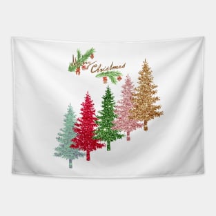 merry Christmas Trees Tapestry