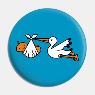 Stork With Baby Pin