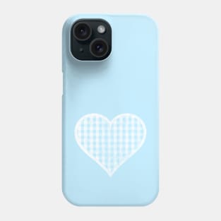 Distressed Soft Blue Gingham Heart Phone Case