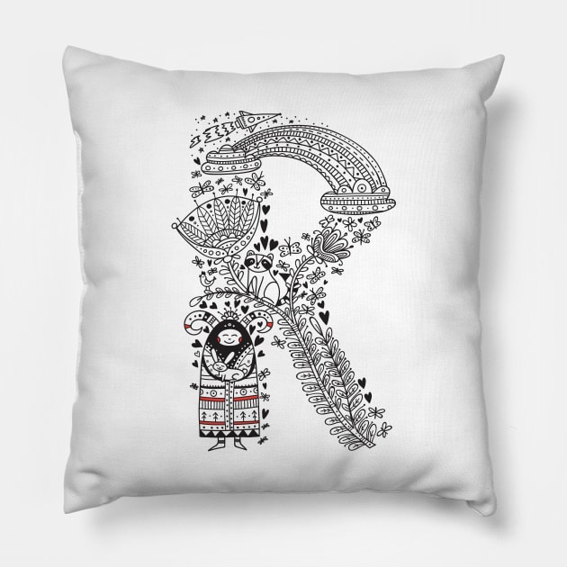 Letter R  (Buu&Luu Alphabet) Pillow by yuliia_bahniuk