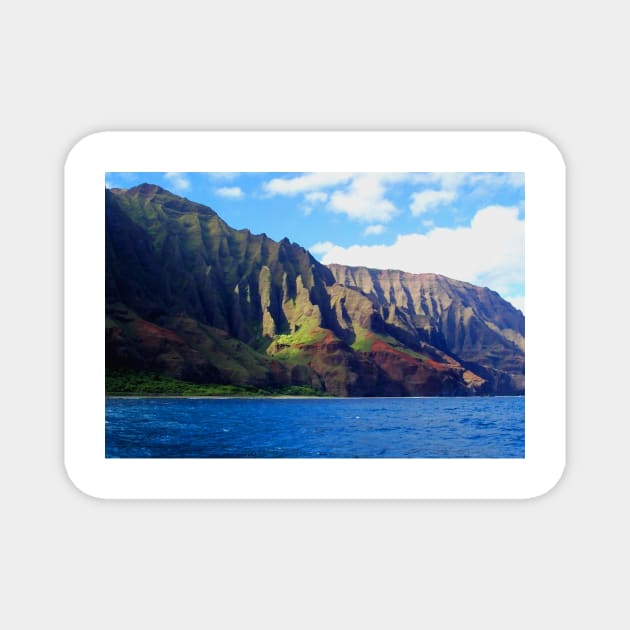 Blue Pacific and Rugged Na Pali Coastline of Kauai Hawaii Magnet by Scubagirlamy