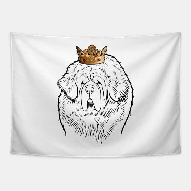 Tibetan Mastiff Dog King Queen Wearing Crown Tapestry by millersye