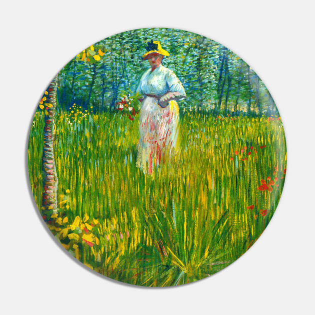 Vincent Van Gogh A Woman Walking In A Garden Vincent Van Gogh Pin Teepublic
