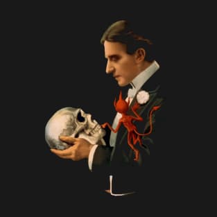 Magician with Human Skull and Devil T-Shirt