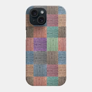 Classic Colorful Chequered Pattern with Wood Texture Feel Phone Case