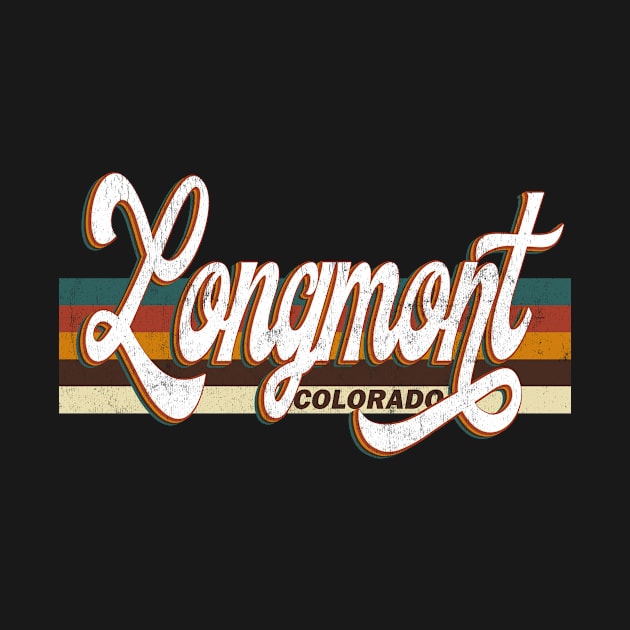 Longmont Colorado US State Map Vintage Retro 70s 80s style by Happy as I travel