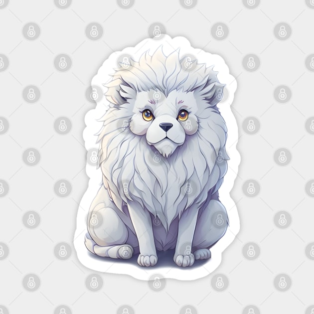 watercolor cute magical white lion sticker Magnet by FRH Design