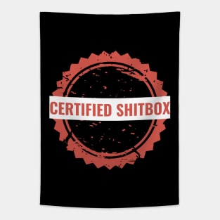 Certified Shitbox - Red Label With White Text Circle Design Tapestry