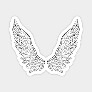 wings, hand drawn, black and white illustration Magnet