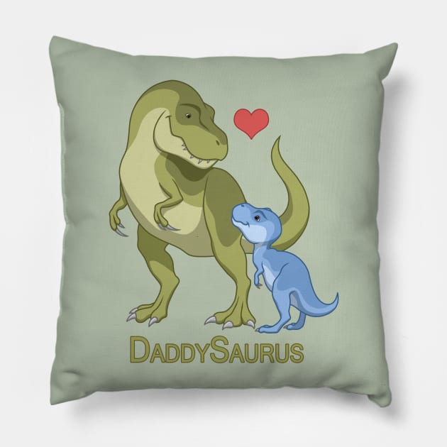 DaddySaurus T-Rex Father & Baby Boy Dinosaurs Pillow by csforest