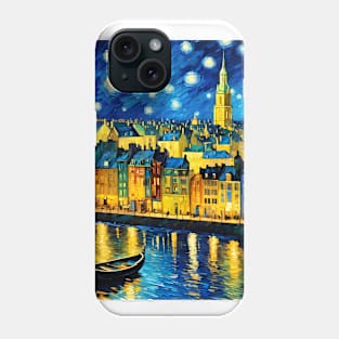 Starry night style city lake Phone Case