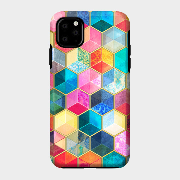 Crystal Bohemian Honeycomb Cubes - colorful hexagon pattern iphone 11 case Crystal Bohemian Honeycomb Cubes - colorful hexagon pattern iphone 11 case