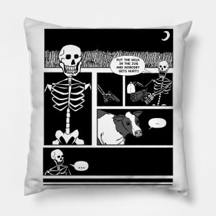 Skeleton with gun sticking up a cow for milk comic (funny) Pillow