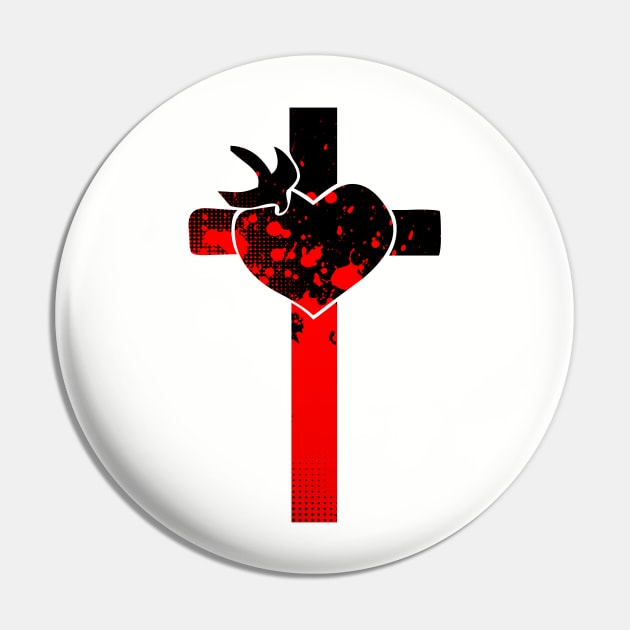Red and Black Cross Pin by AlondraHanley