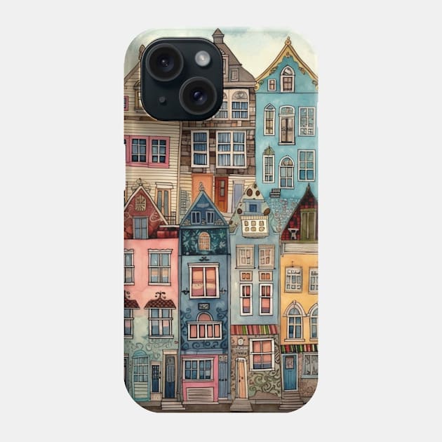 Watercolor houses 2 Phone Case by summer-sun-art