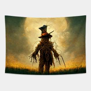 Scarecrow at Full Moon looking lonely. Tapestry