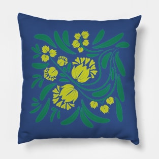 Folk flowers floral art print Flowers abstract art Pillow