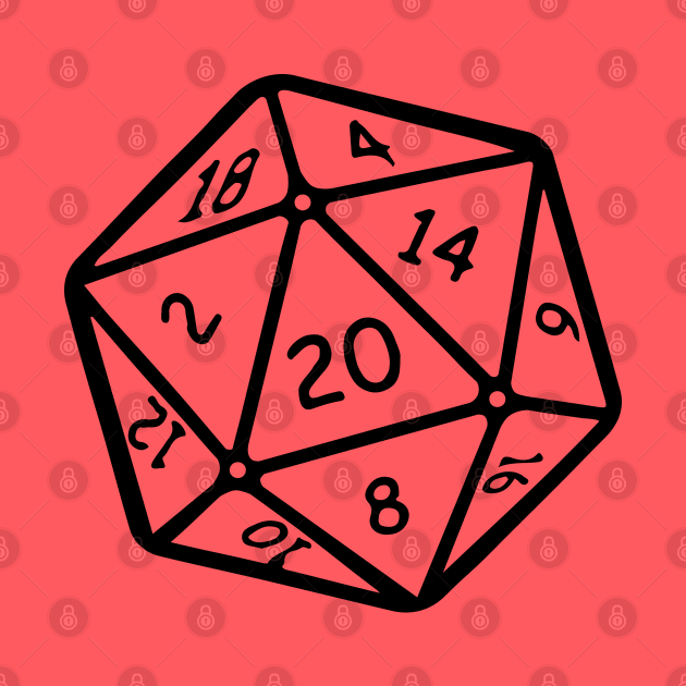 20 sided dice - line art 2 by helengarvey