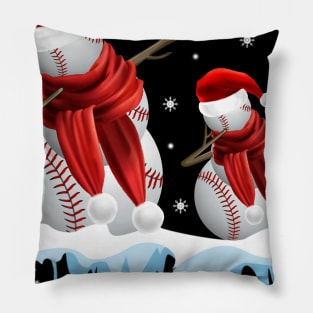 Baseball Snowman Dabbing Merry Christmas Gift Pillow