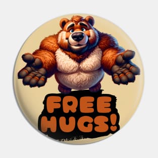 Free Hugs Anthro Furry Bear Pin