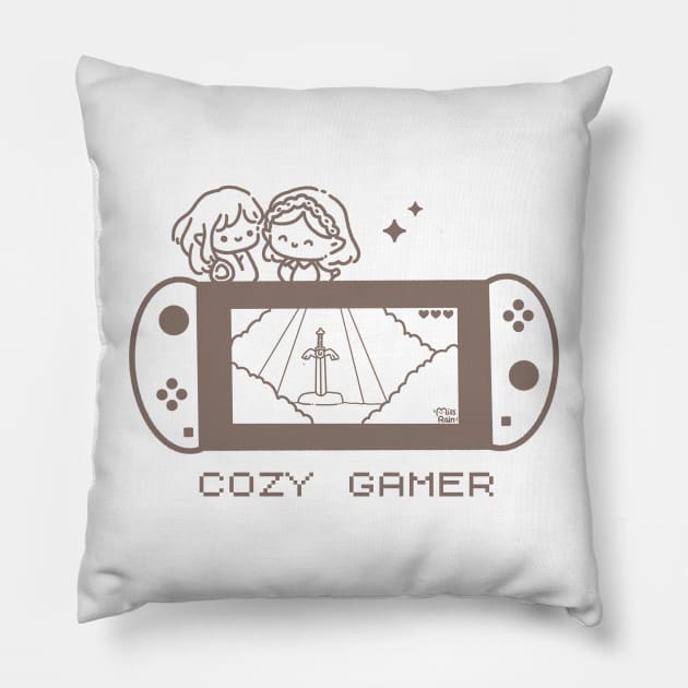 cozy gamer Pillow by missrainartwork 