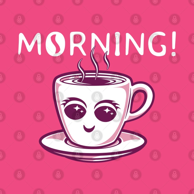 Cute Morning Coffee (pink and white) by dkdesigns27