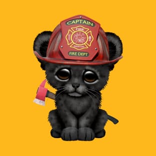 Cute Black Panther Cub Firefighter T-Shirt