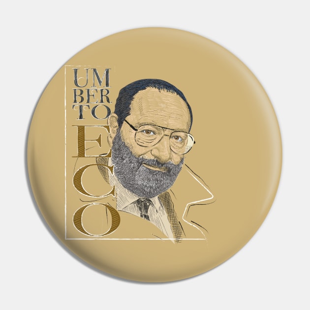 Portrait of Umberto Eco Pin by Slownessi