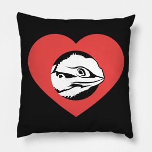 Cute Heart & Bearded Dragon Pillow