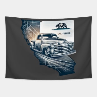 California & Chevy 3100 Lowrider Double Exposure design Tapestry