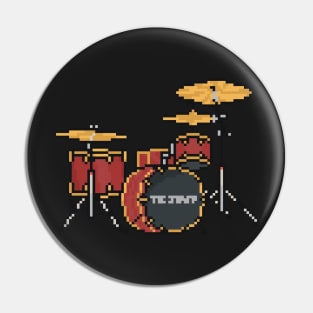 Pixel Red with Gold Struts Drums Pin