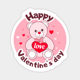 Happy valentines day cute Teddy Bear art Magnet