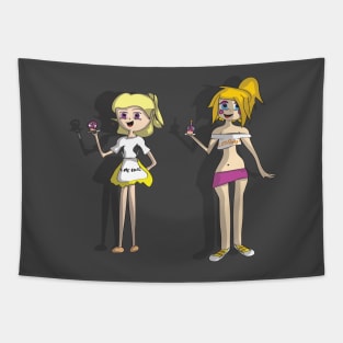 Chica & Toy Chica Humans - Five Nights At Freddys Tapestry