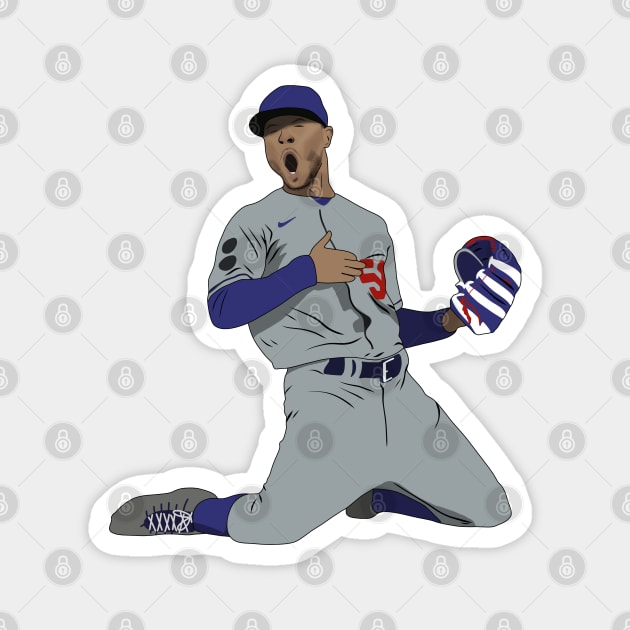 Mookie Betts Game Winning Catch Los Angeles Baseball Magnet by Hevding
