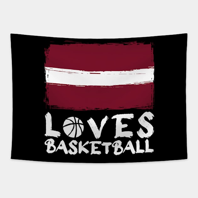 Latvia Loves Basketball Tapestry by Arestration