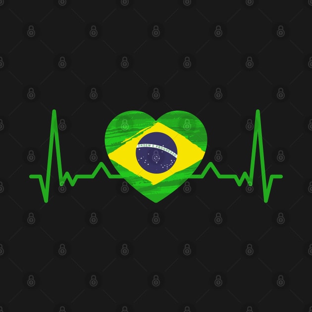 Brazilian Flag Heartbeat Cool Brazil Pride Brazilian Culture by sBag-Designs