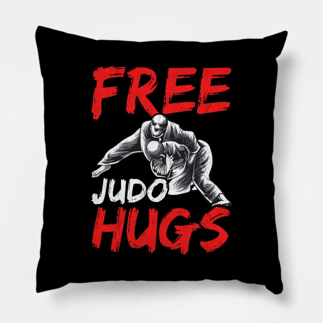 Funny Free Judo Hugs MMA Mixed Martial Arts Pun Pillow by theperfectpresents