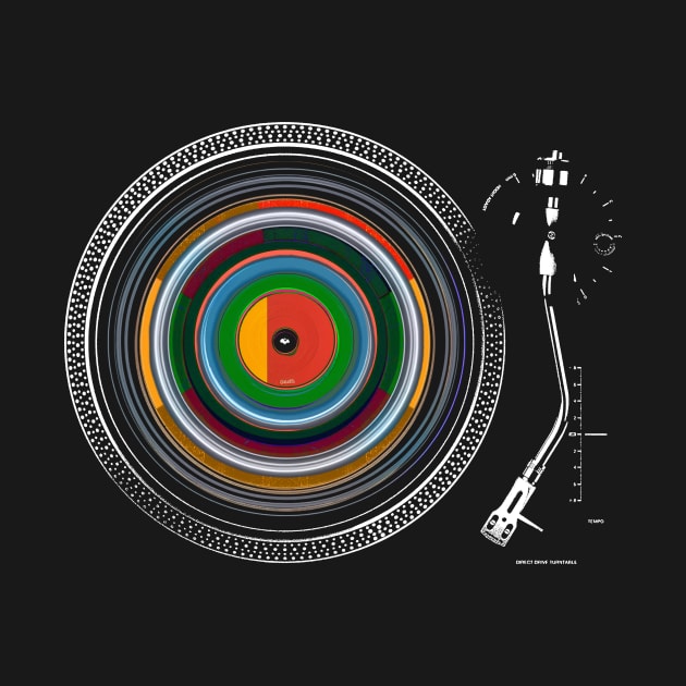 spinning vinyl record on turntable by bulografik