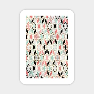 Patchwork Pattern in Coral, Mint, Black & White Magnet