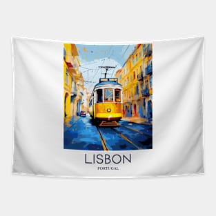 A Pop Art Travel Print of Lisbon - Portugal Tapestry