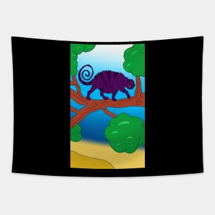 Panther chameleon cartoon style Tapestry