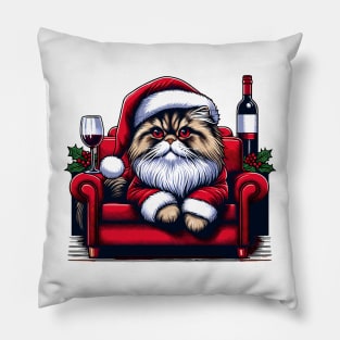 Persian Cat Wine Christmas Pillow