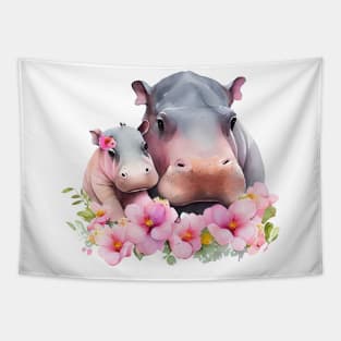 Hippo with baby Tapestry